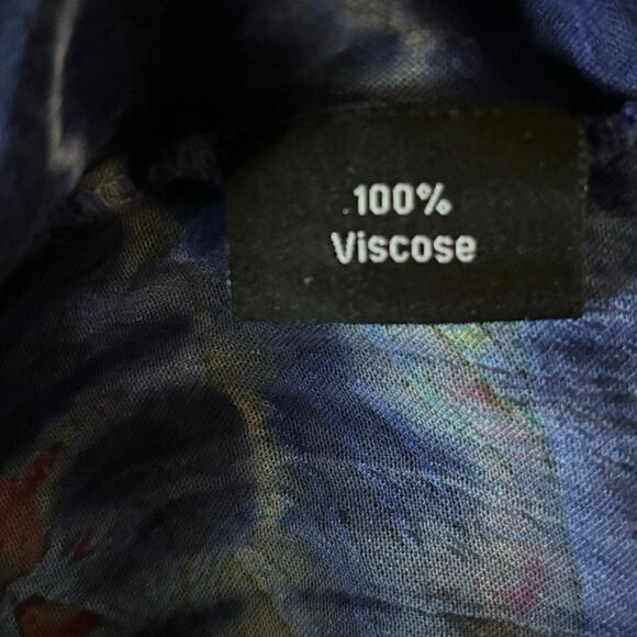 Greater Good Size XL V Neck Flowy Blouse Boho Indie Tie Dye Multicolor Print - Picture 4 of 5